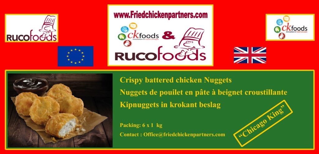 Crispy battered chicken Nuggets Nuggets de poulet en pâte à beignet croustillant / Kipnuggets in krokant beslag / chicago King